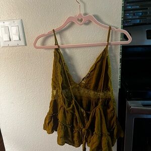 Free People Pink Asymmetrical Ruffled Camisole